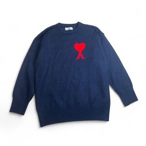 Navy blue Ami Paris sweater with red heart logo size Medium